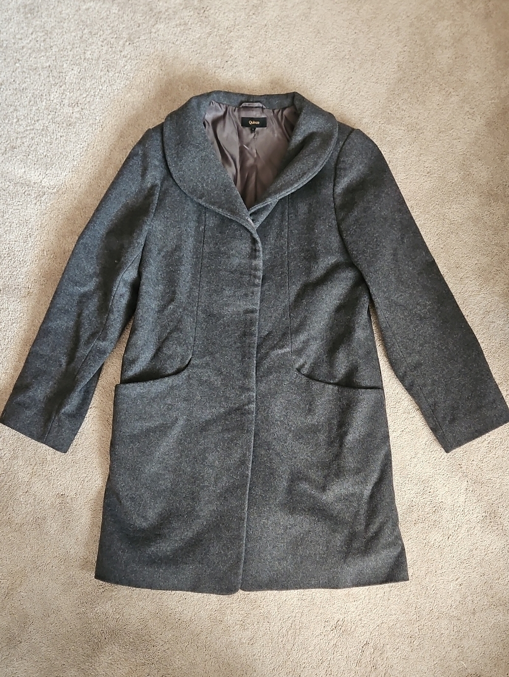 Quince Charcoal Gray Wool-Blend Pea Coat